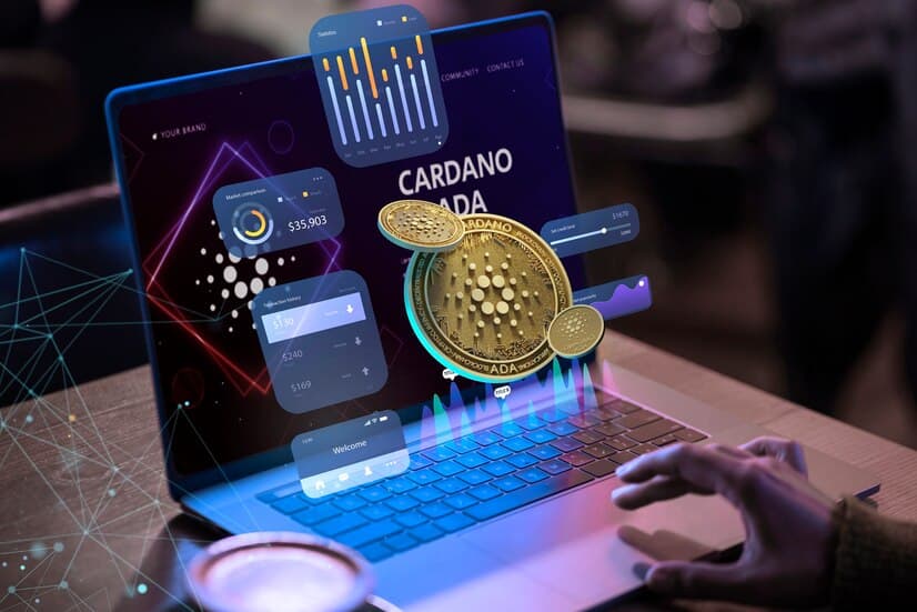 Blockchain Cardano with Laptop