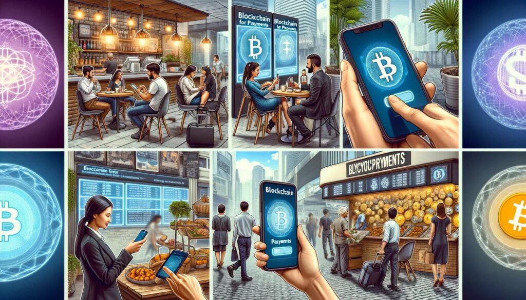 Blockchain payments: cafe, shopping center, office and street market